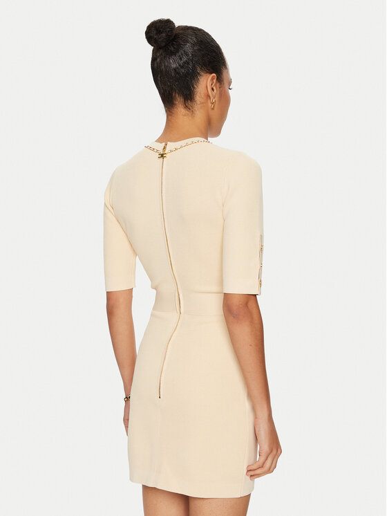 Elisabetta Franchi Elisabetta Franchi Kootud kleit AM-92B-46E2 Beež Regular Fit