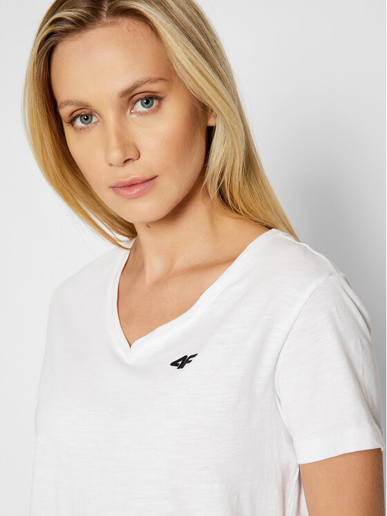 4F 4F T-Shirt NOSH4-TSD002 Biały Regular Fit