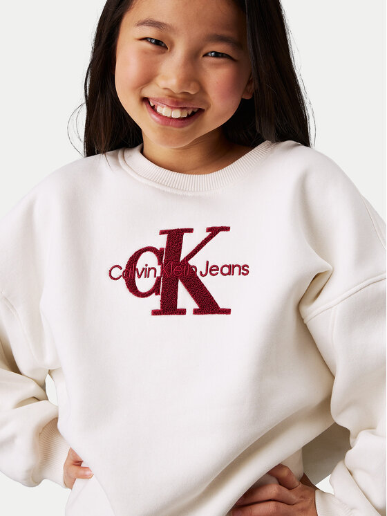 Calvin Klein Jeans Calvin Klein Jeans Felpa Teddy Monologo IG0IG02738 Écru Regular Fit