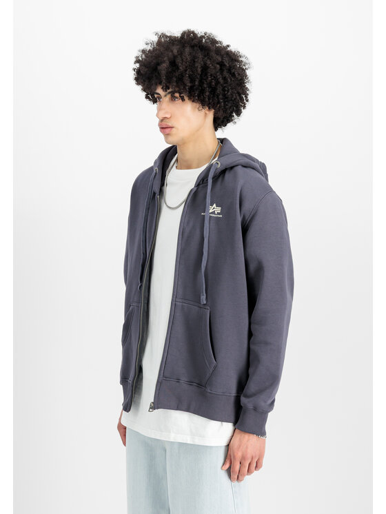 Alpha Industries Alpha Industries Mikina Basic Small Logo Zip Hoodie Šedá Regular Fit