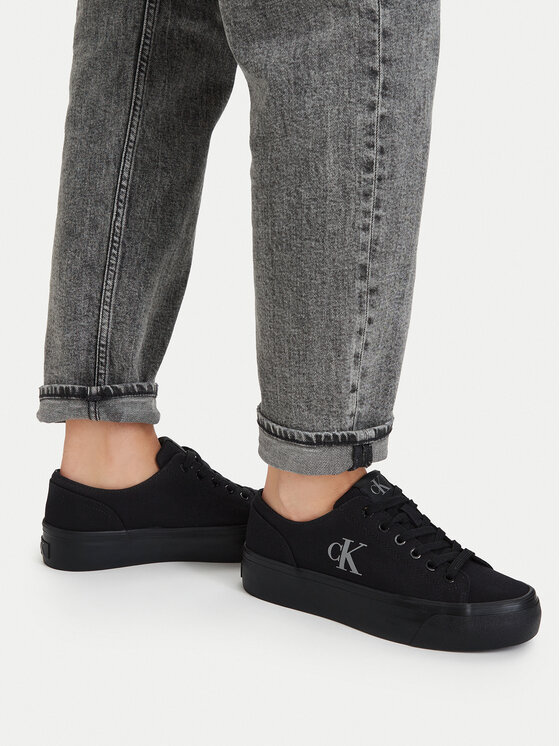 Calvin Klein Calvin Klein Sneakersy Vulc Flatform Low Canvas Mg YW0YW01763 Černá