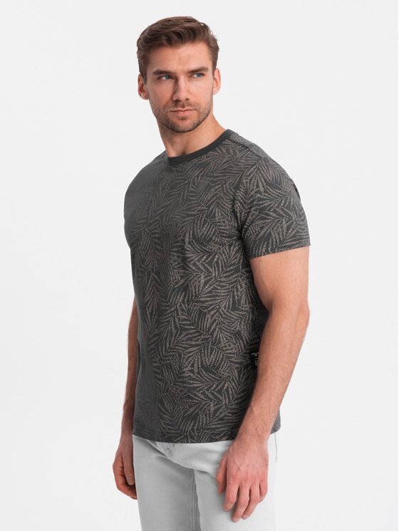 Ombre Ombre T-Shirt OM-TSFP-0182 Šedá Regular Fit