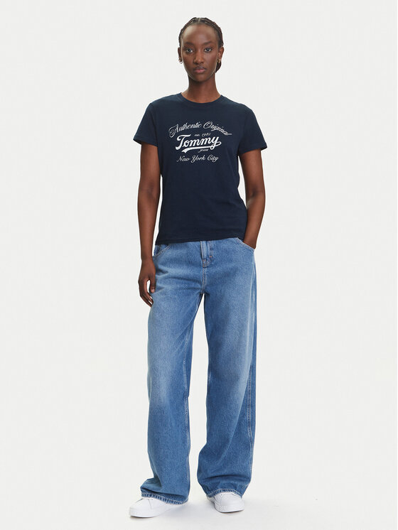 Tommy Jeans Tommy Jeans T-Shirt Essential DW0DW21404 Granatowy Regular Fit