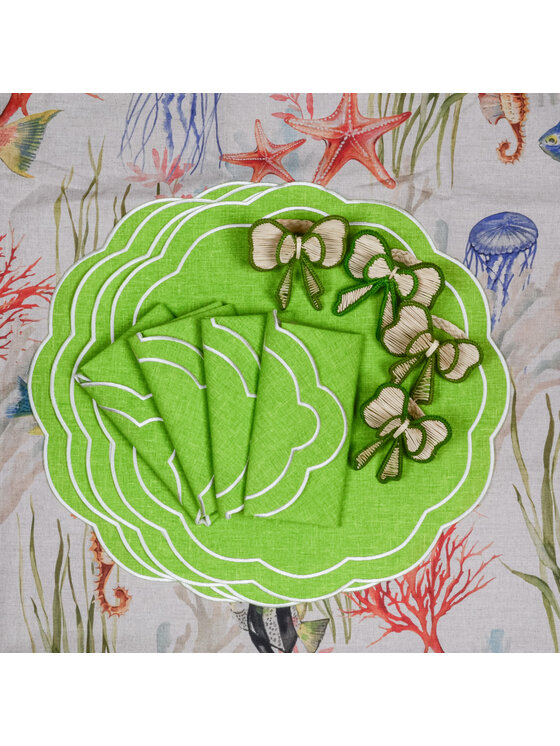 Roseberry Home Roseberry Home Podkładka na stół haftowana Lime Petali Czarny