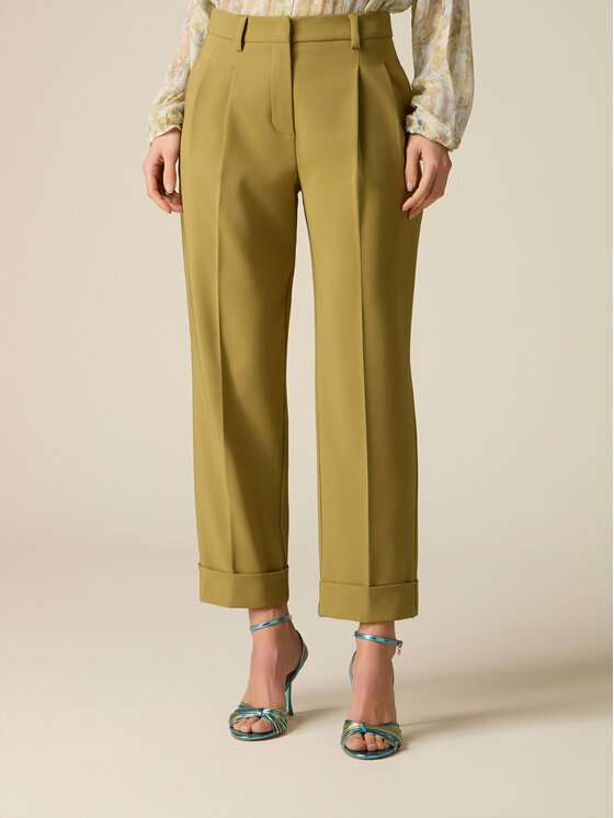 Oltre Oltre Spodnie materiałowe P04YR009466N025 Zielony Cropp Fit