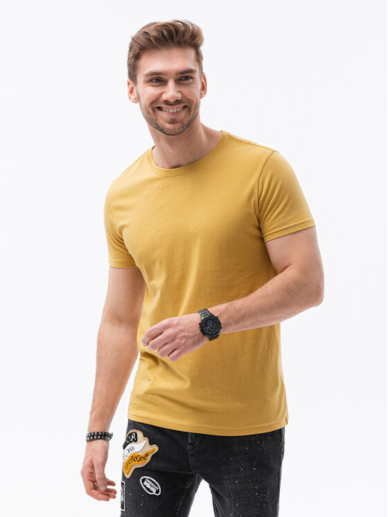 Ombre Ombre T-Shirt S1370 Žlutá Regular Fit