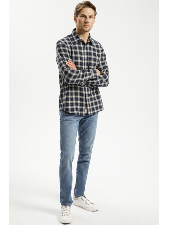 Cross Jeans Cross Jeans Koszula 35574-001 Granatowy Regular Fit