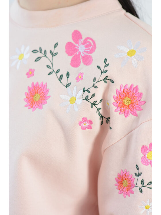 White Rvbbit White Rvbbit Bluza z haftem - kwiaty Różowy Oversize