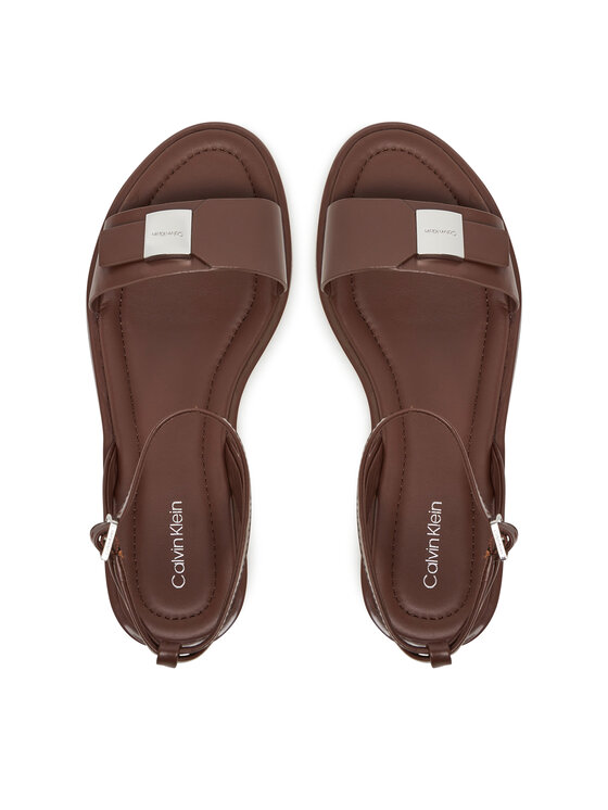 Calvin Klein Calvin Klein Basutės Flat Sandal W/Ck Hw - Lth HW0HW02367 Ruda