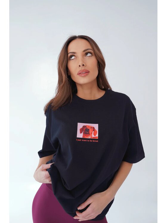 T-Shirt Chiara Wear, Rozmiar XS, Czarne, T-shirt bawełniany oversize DOG