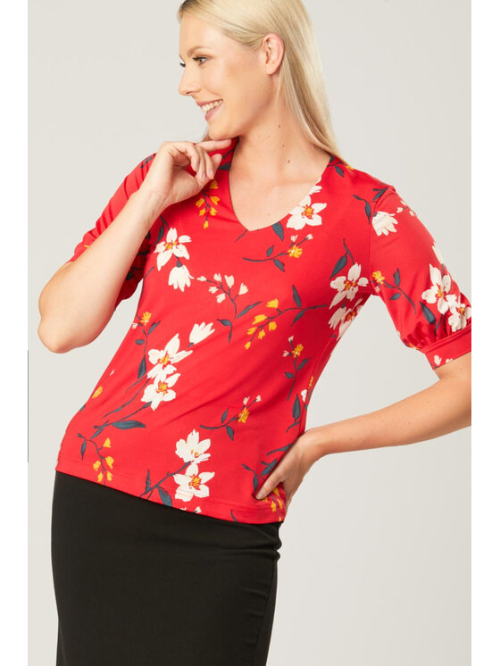 QUIOSQUE QUIOSQUE Bluzka CERISE BLOUSE Czerwony Regular Fit