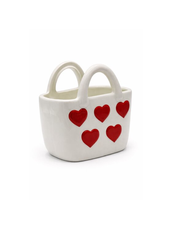 MIAhome MIAhome Wazon ceramiczny 17,7x10x18 cm TORBA w serca Biały