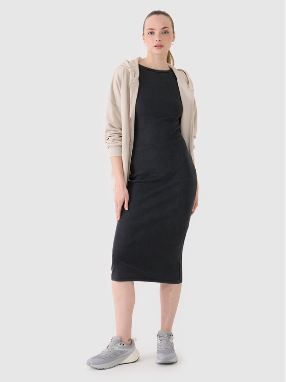 4F 4F Sukienka dzianinowa SS MIDSHOP TEXTILE Czarny Slim Fit