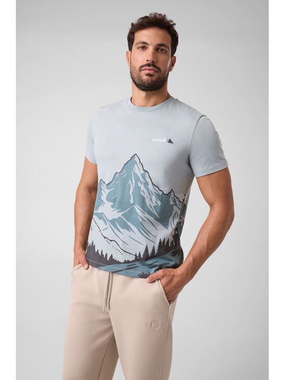 Guess Guess T-Shirt 185519 Srebrny Classic Fit