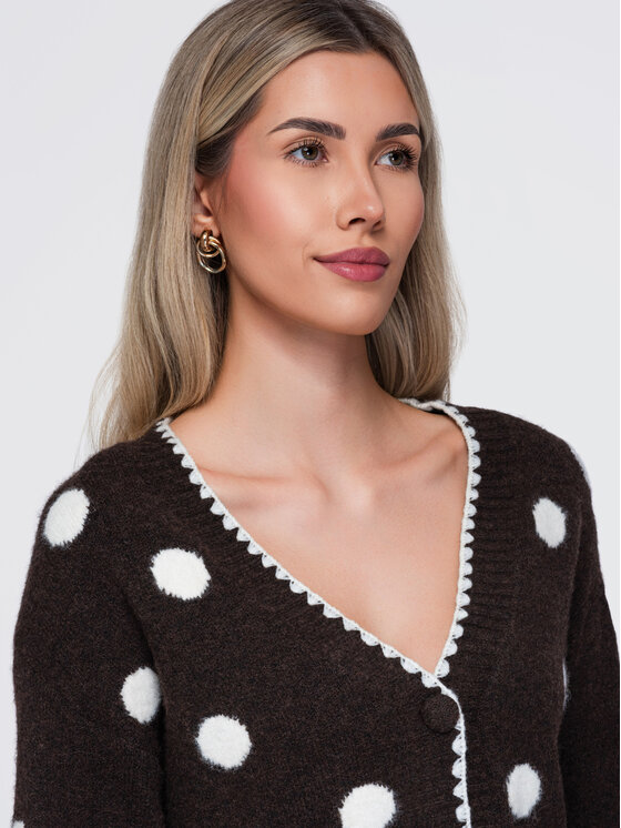 Ombre Ombre Sweter OW-SW-E0022 Brązowy Slim Fit