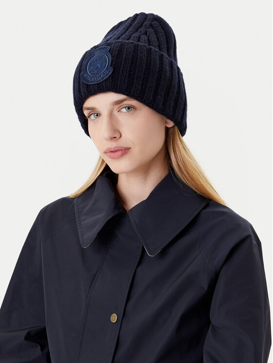 Tommy Hilfiger Czapka Th Crest Fluffy AW0AW18210 Granatowy