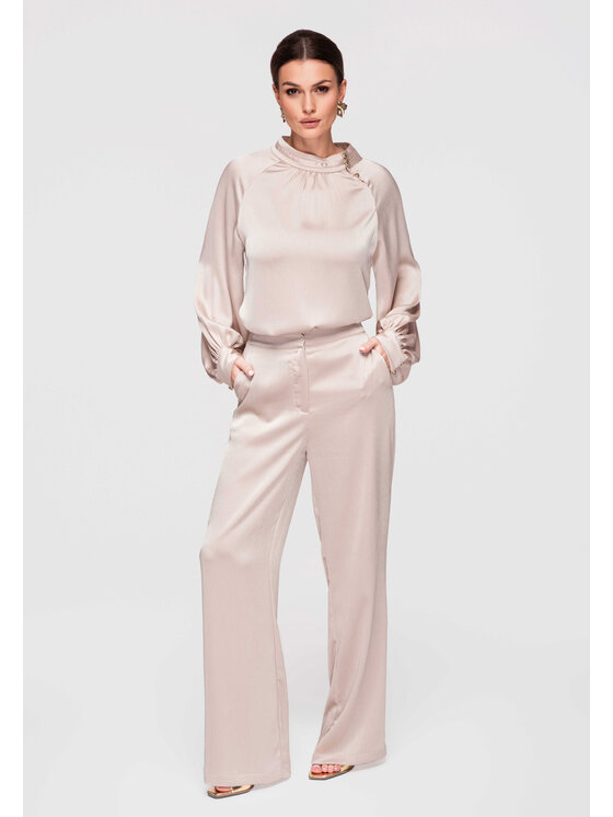 Ombre Ombre Spodnie materiałowe OW-PA-E0008 Beżowy Regular Fit