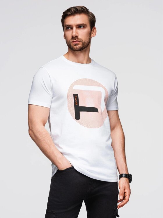 Ombre Ombre T-Shirt OM-TSPT-0245 Biały Regular Fit
