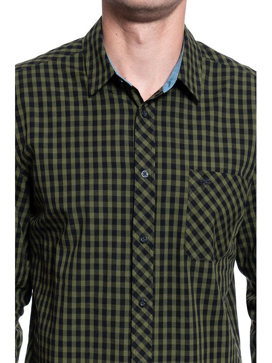 Mustang Mustang Camicia CLEMENS VICHY CHECK Verde Regular Fit