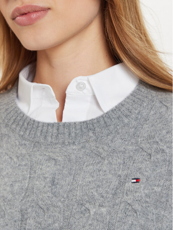 Tommy Hilfiger Tommy Hilfiger Sweter WW0WW43586 Szary Regular Fit