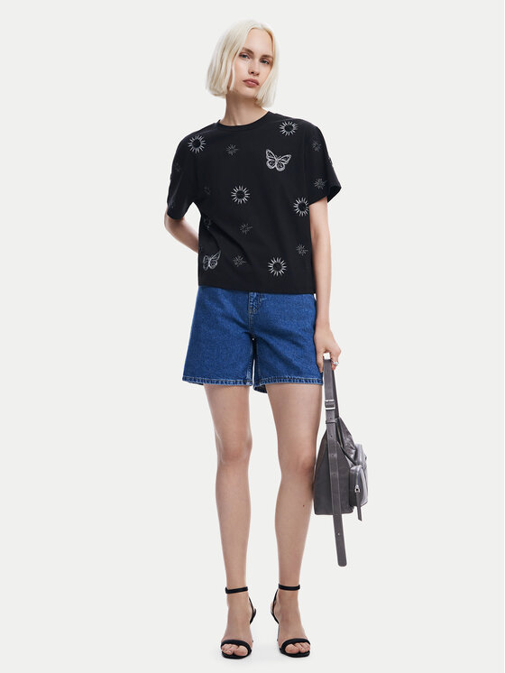 Desigual Desigual Tričko Tarot 24WWTK96 Čierna Regular Fit
