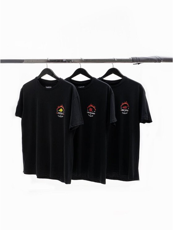 MyStars MyStars Komplet t-shirtów Zestaw 3 Koszulki Paryczki ostre Hot Peppers Czarny Regular Fit