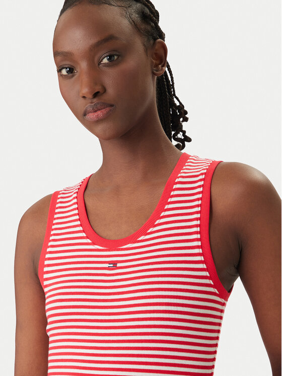 Tommy Jeans Tommy Jeans Top Essential DW0DW20673 Czerwony Slim Fit