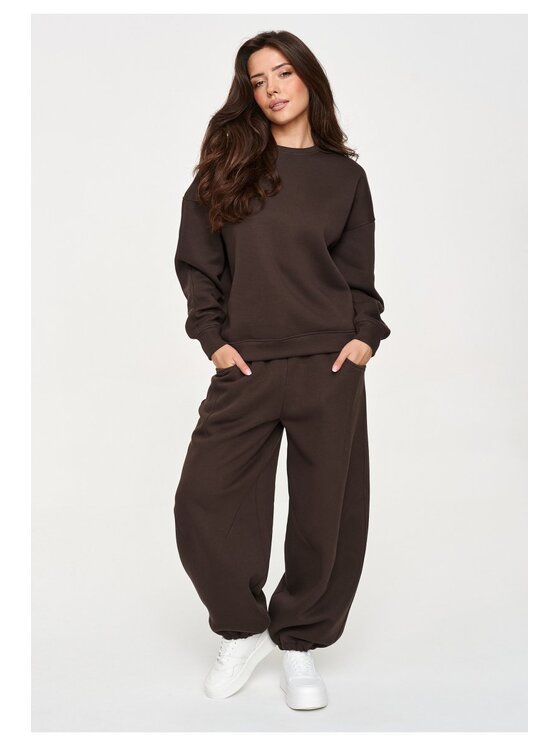 Makadamia Makadamia Dres M947 Brązowy Loose Fit