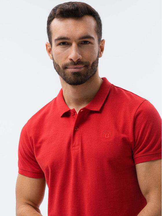 Ombre Ombre Polokošile S1374 Červená Regular Fit