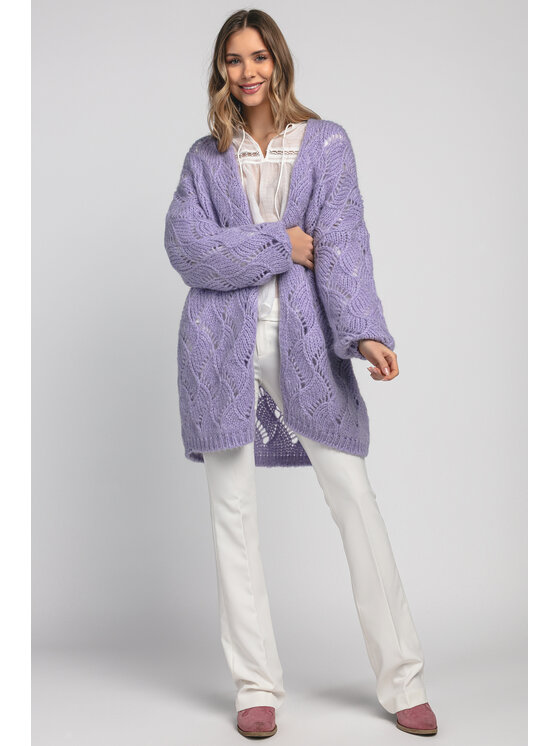 Fobya Fobya Kardigan F1971 Fioletowy Oversize