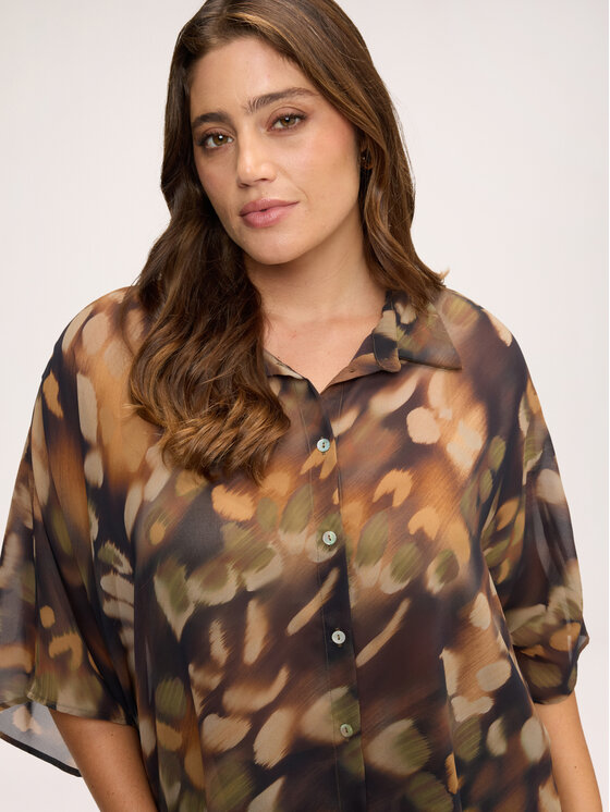 Fiorella Rubino Fiorella Rubino Camicia 5025E000154N0V2 Marrone Over Fit
