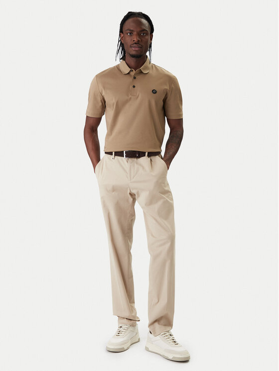 BOSS BOSS Тениска с яка и копчета C-Parris 01 50555829 Бежов Regular Fit