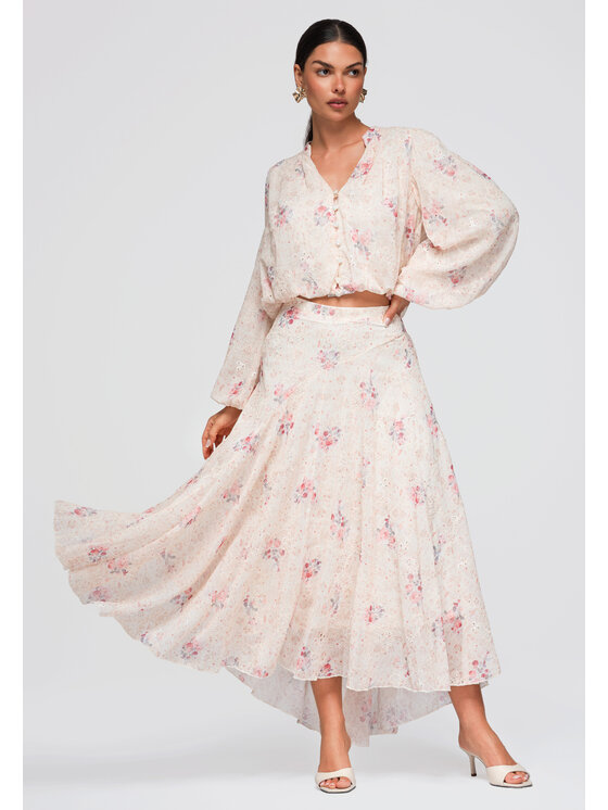 Ombre Ombre Spódnica maxi OW-GL-E0008 Beżowy Regular Fit