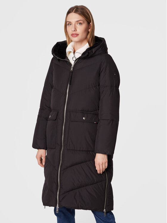 Tommy Hilfiger Tommy Hilfiger Μπουφάν χειμωνιάτικο Chevron Sorona WW0WW36210 Μαύρο Relaxed Fit
