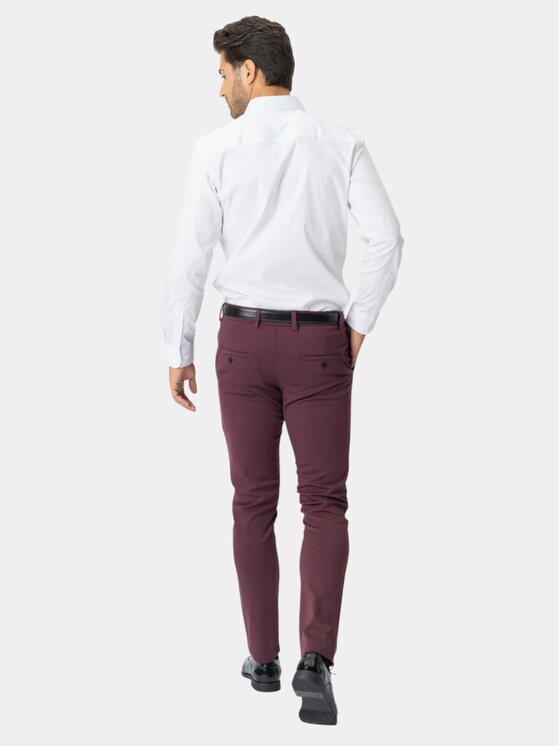 TeeShoppen TeeShoppen Spodnie garniturowe 'Perform Collection' Czerwony Slim Fit
