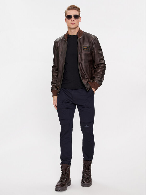 Aeronautica Militare Aeronautica Militare Giacca di pelle 232PN932PL199 Marrone Regular Fit