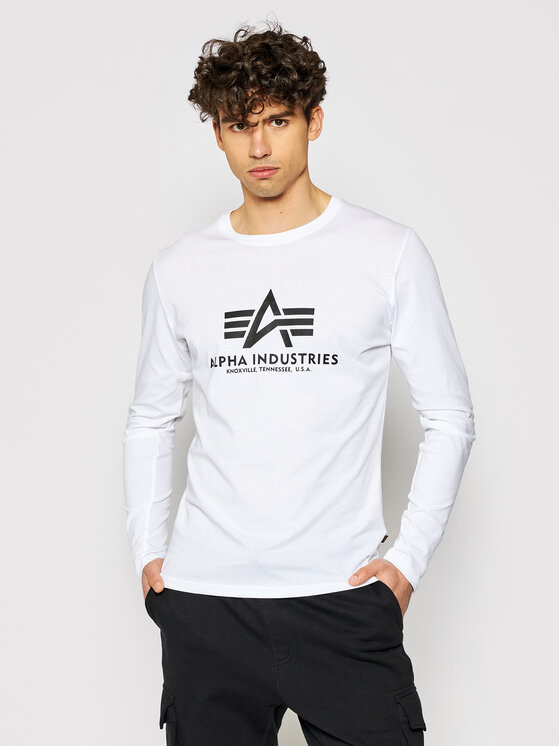 Alpha Industries Longsleeve krekls Basic T 100510 Balts Regular Fit