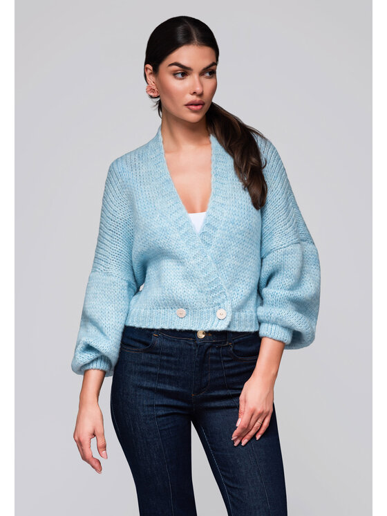Ombre Ombre Kardigan LW-SWCD-0105 Niebieski Regular Fit