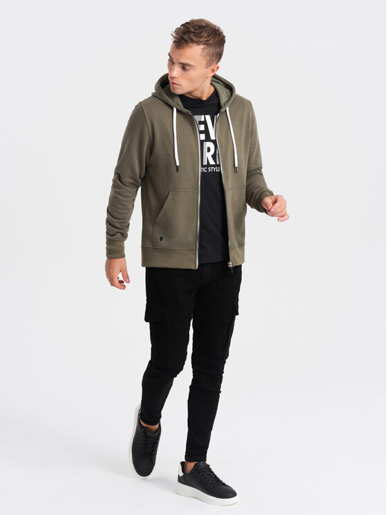 Ombre Ombre Mikina OM-SSBZ-0118 Zelená Regular Fit