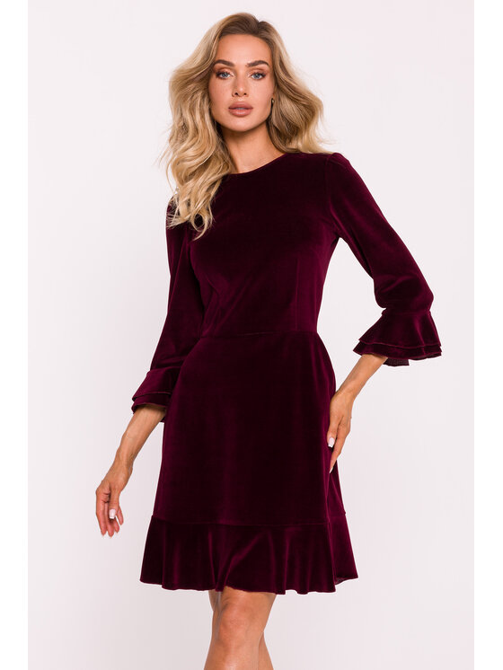 Made of Emotion Made of Emotion Večerní šaty M825 Bordó Feminine Fit