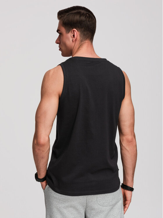 Ombre Ombre Tank top OM-TSBT-0272 Czarny Regular Fit