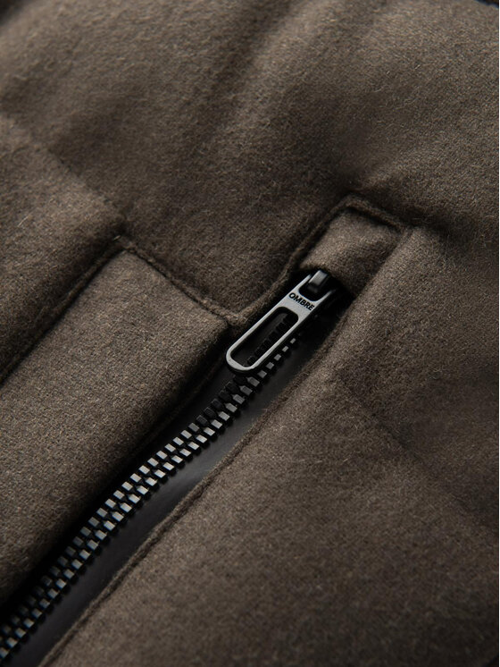 Ombre Ombre Vatovaná bunda OM-JAHP-0203 Khaki Regular Fit