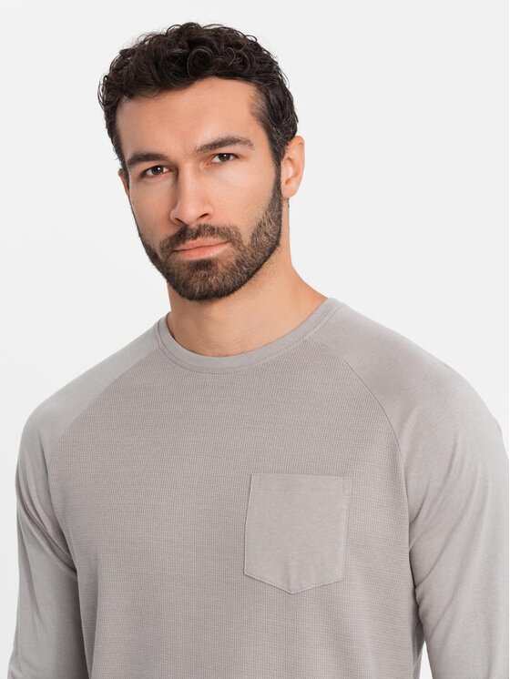 Ombre Ombre Longsleeve OM-LSCL-0109 Szary Regular Fit