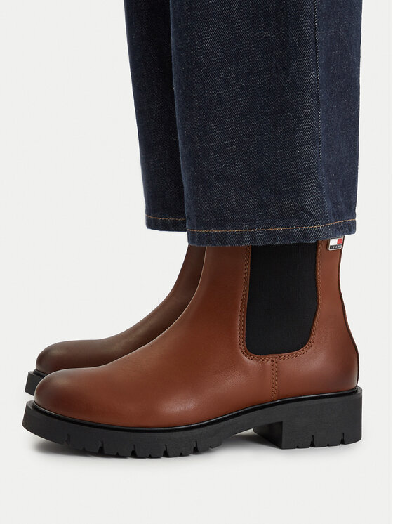 Tommy Jeans Tommy Jeans Gležnjarji Chelsea Tjw Cleated Chelsea Boots EN0EN03105 Rjava