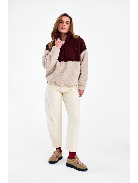 NAOKO NAOKO Bluza Fluffy Teddy Bordowy Regular Fit