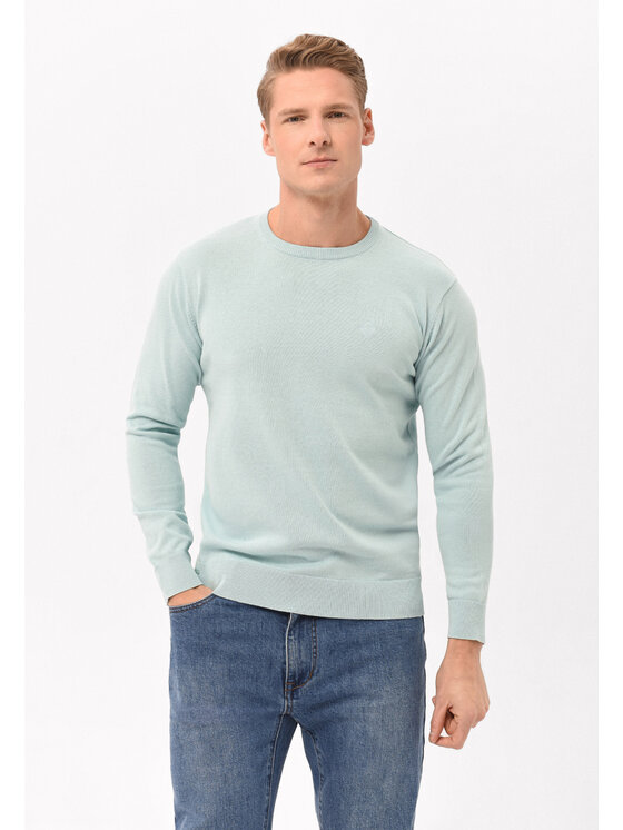Volcano Volcano Sweter S-RADO Niebieski Regular Fit