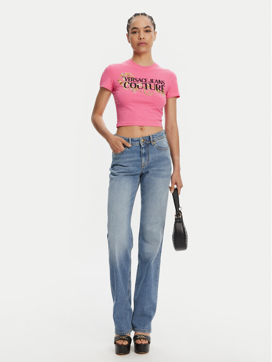 Versace Jeans Couture Versace Jeans Couture Majica 78HAHC05 Roza Slim Fit