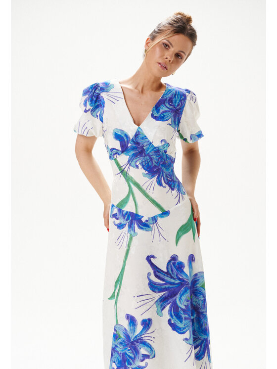 Mirons Mirons Sukienka wieczorowa Print Niebieski Feminine Fit