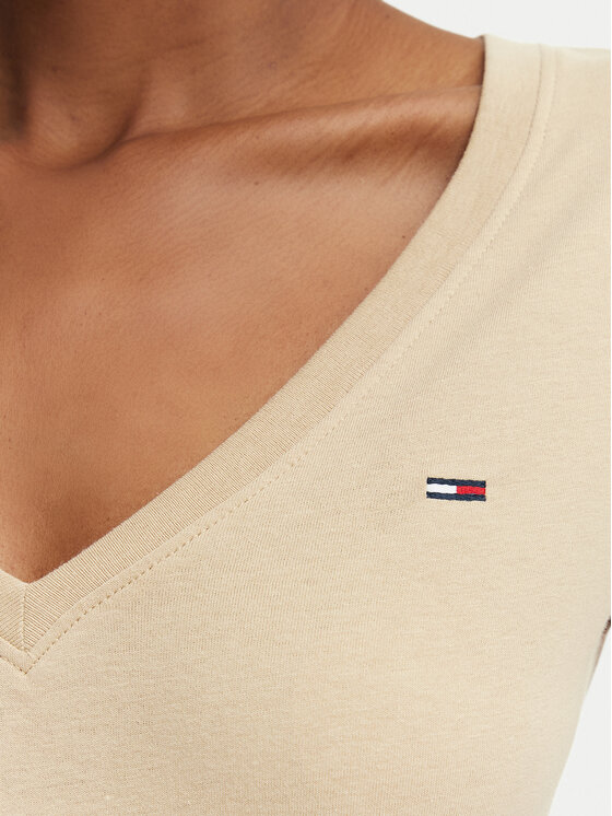 Tommy Jeans Tommy Jeans Marškinėliai DW0DW20458 Smėlio Slim Fit