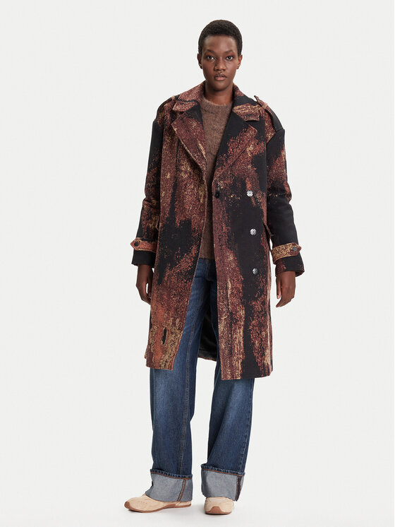 Desigual Desigual Prehodni plašč Brushed Lacroix 25WWEW05 Rjava Loose Fit